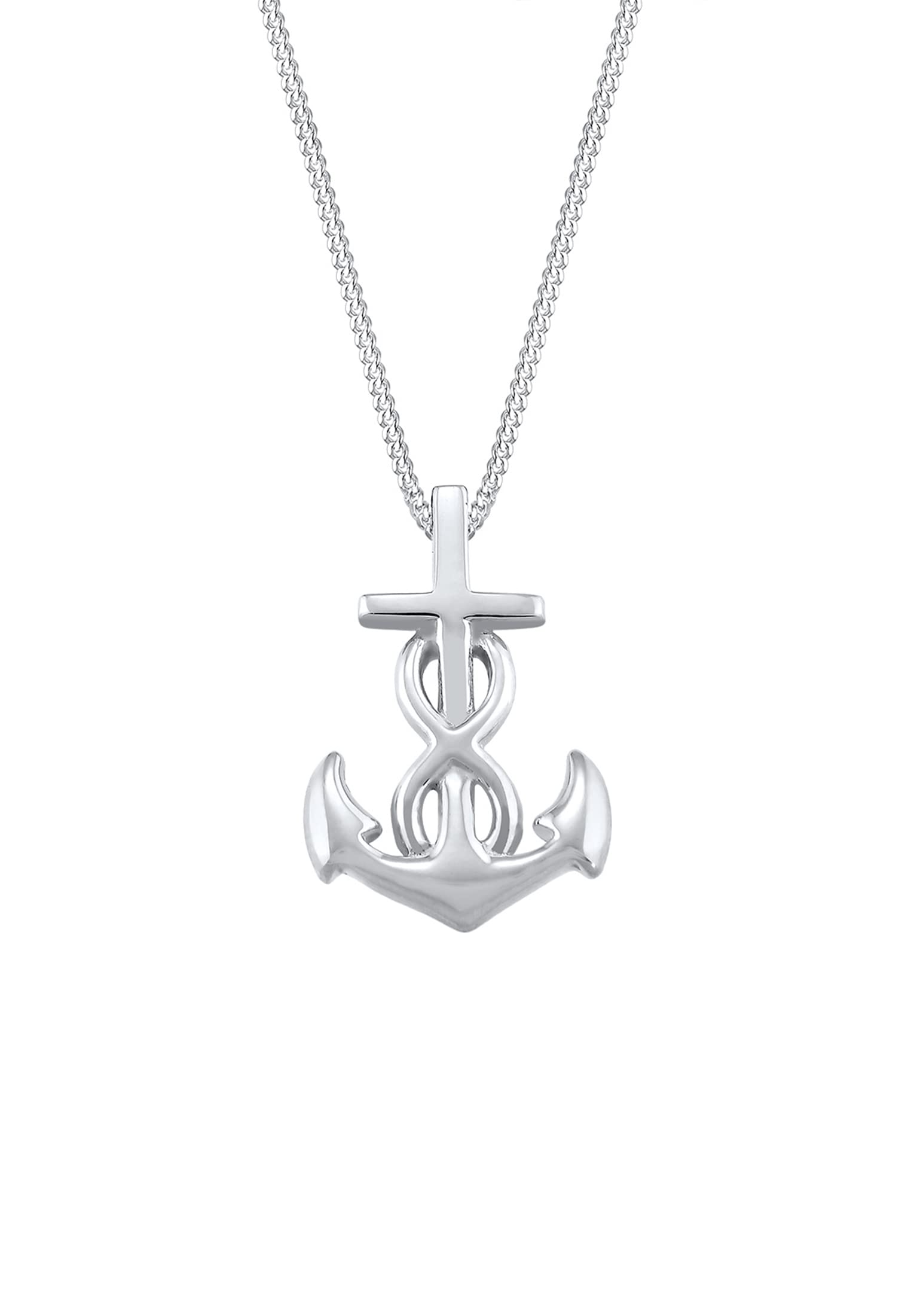 Elli Women Silver 925 Sterling Silver Anchor Infinity Cross Necklace of Length 45cm