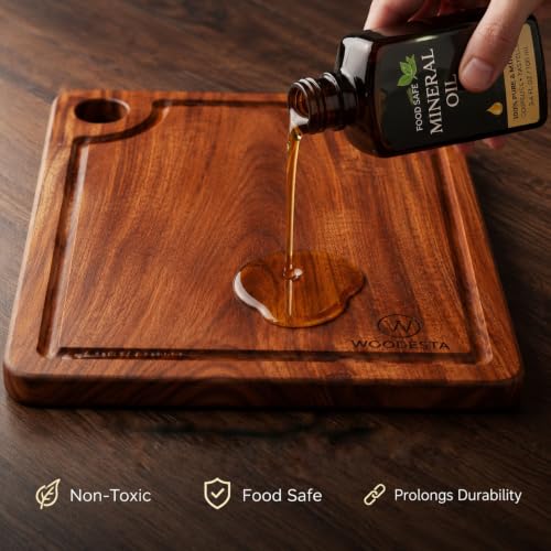 Image of Pure Neem Wood Chopping Board | Natural Anti-Bacterial Wooden Cutting Board for Kitchen | Knife Friendly, Durable & Eco-Friendly Board for Vegetables (Groove Large 14 X 9)