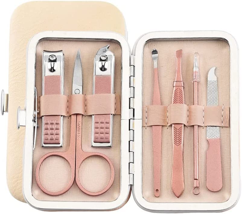 zestaw do manicure pedicure profesjonalny zestaw do pielęgnacji stóp 7 szt. Zestaw obcinaczy do paznokci Przenośna podróż Stal nierdzewna Czarny Pedicure Pęseta nożycowa Zestaw do manicure Zestaw na