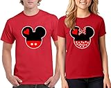 Couple Matching Outfits Minnie & Mickey Head Tee Shirt Set for Men and Women 1(Red-Red,Men-L/Women-XL)