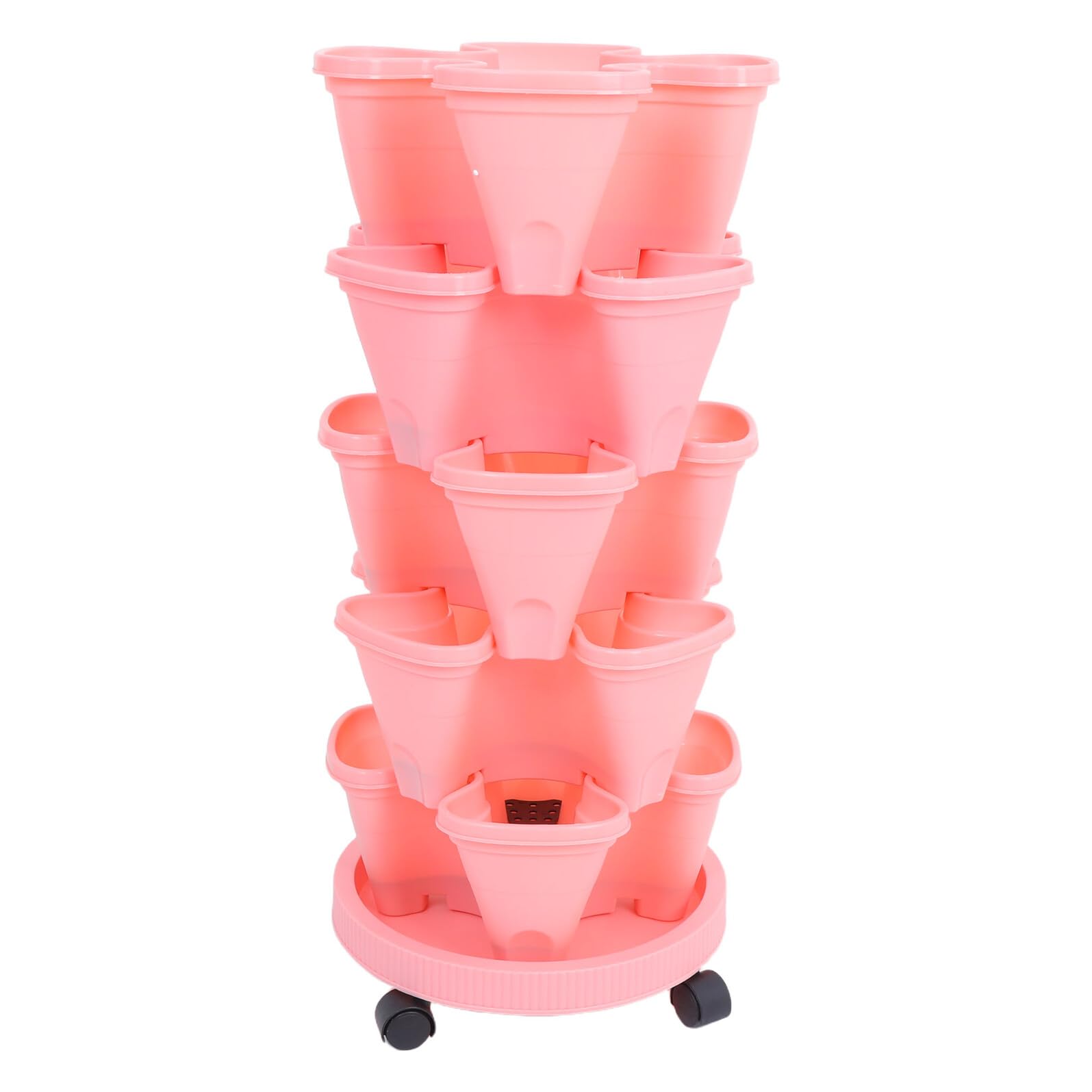 ibasenice Jardinière Empilable 6 Pièces en Plastique Rose Tour de Jardinage Verticale Multifonction pour Fraisiers et Plantes d'Extérieur Pots à Fleurs Modulables pour Terrasse et Balcon