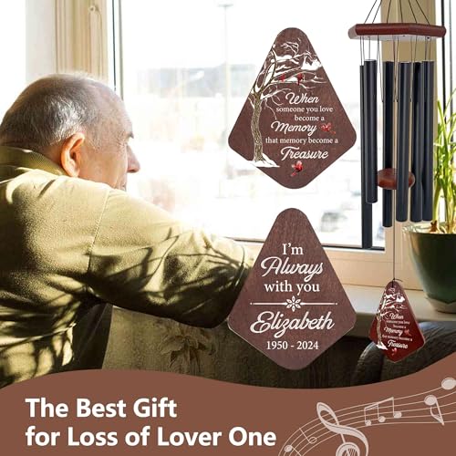 Image of ASTARIN Personalized Name Memorial Wind Chimes, Sympathy Gift for Loss of Lover Mom Dad, Bereavement Deep Tone Wind Chimes for Outside in Memory Gift, Decor Outdoor Garden Patio