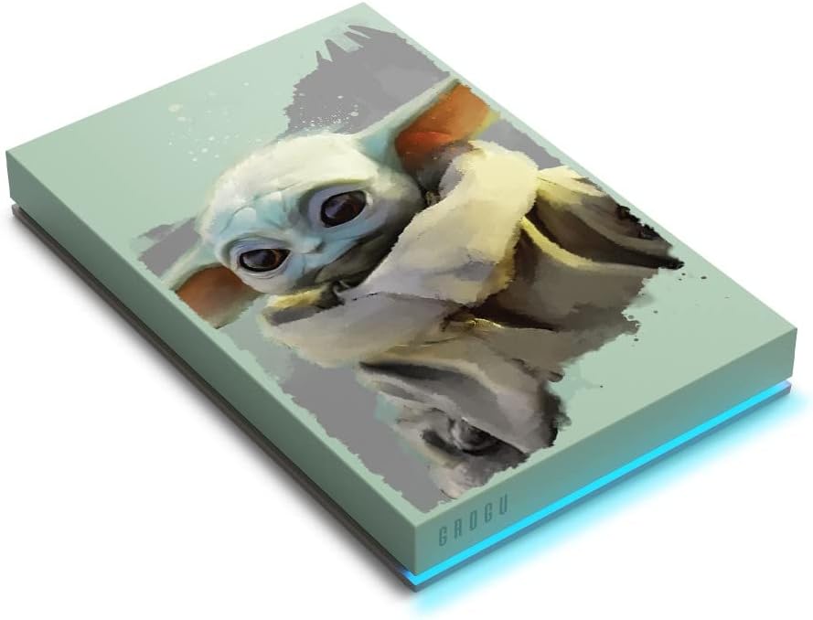 Seagate Grogu Drive Special Edition FireCuda External Hard Drive 2TB Officially-Licensed - USB 3.2 Gen 1 Blue LED Lighting with 3 Years Rescue Data Recovery Services (STKL2000404)