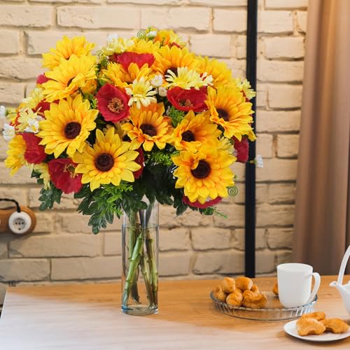 4-Bunches-Spring-Artificial-Sunflowers-Bouquet-Fake-Summer-Flowers-Floral-Arrangement-and-Faux-Grave-Flowers-for-Table-Wedding-Cemetery-Home-Garden-Party-Decoration 4 Bunches Spring Artificial Sunflowers Bouquet Fake Summer Flowers Floral Arrangement and Faux Grave Flowers for Table Wedding Cemetery Home Garden Party Decoration