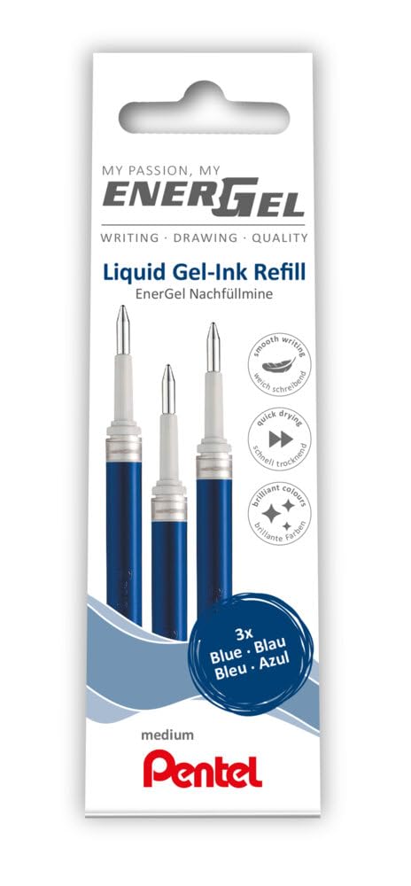 Pentel EnerGel LR7 Nachfüllmine für 0.7 mm Gelschreiber, blau (3 Stück)