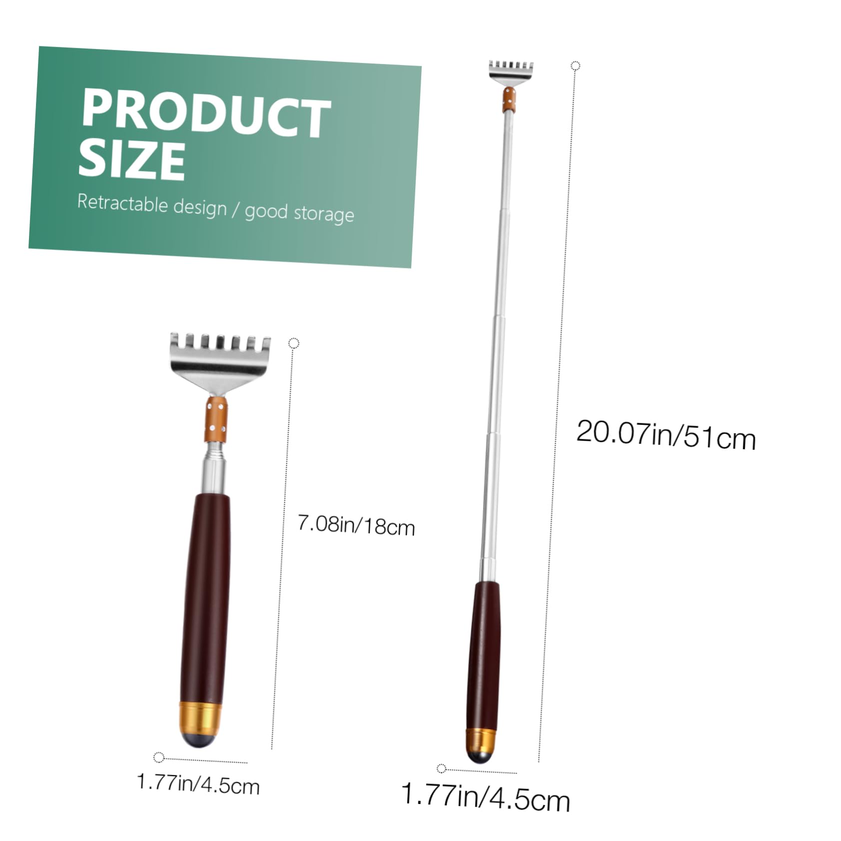 2 piezas rascador telescópico extensible rascador de espalda portátil rascador de garra rascador de cuerpo rascador de espalda automático espátula de metal herramienta rascadora wengué respaldo pica