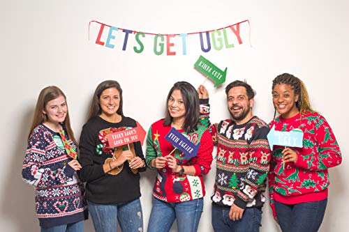 Image of Pearhead Ugly Sweater Party Kit, Christmas Party Kit, Holiday Party Decorations, Ugly Sweater Contest Kit and Holiday Photo Props, Holiday Party Photo Booth Props, Holiday Party Decorations