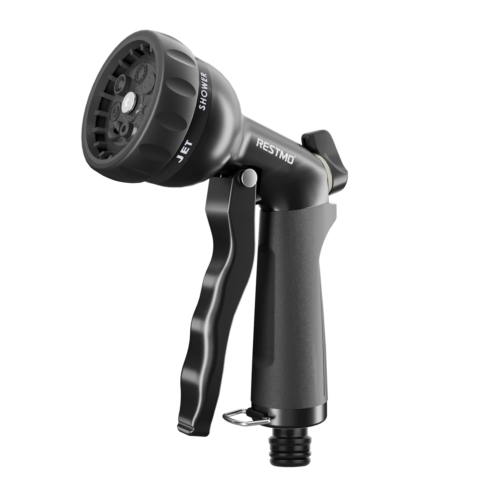 RESTMO Hose Pipe Spray Gun, Heavy Duty Garden Hose Spray Gun, High Pressure Hose Nozzle, Metal Hose Gun with 7 Patterns and Water Flow Control, Ideal to Water Plant & Lawn, Wash Car & Pet, Flash Black