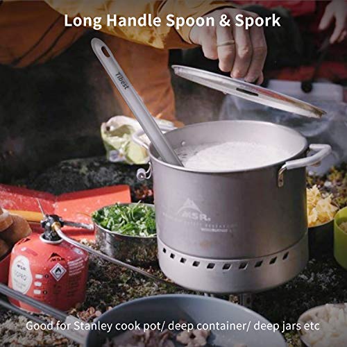 Image of Titanium Spork, 8.7 inch Long Handle, Backpacking Spork and Spoon, Ultra Lightweight Camping Utensil for Hiking, Travel