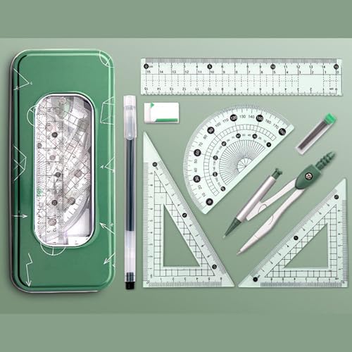 Ergonomic Compasses and Ruler Set with Shatter ABS Materials for Technical Drawing Architecture Design and Daily Study Multifunctional Drafting Tools Kits Including Compasses Ruler Eraser - Image 8