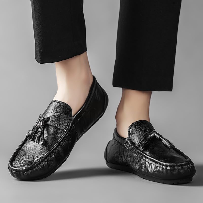 Men's Loafers Round Toe PU Leather Moccasins Shoes Slip Resistant Comfortable Flexible Outdoor Slip-on4