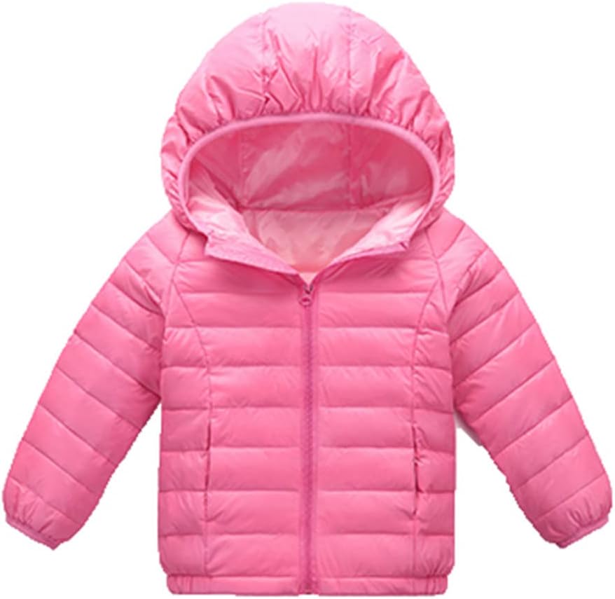 Ultra Light Boys Down Jacket for Girls White Down Jacket and Coat for Girls 90% Down Winter Warm Children Coat Pink 8T