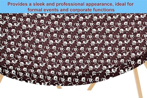 Image of The Furnishing Tree Elastic Oval Dining Table Cover WxL 36x48 in Inches Polyester Floral Pattern Brown