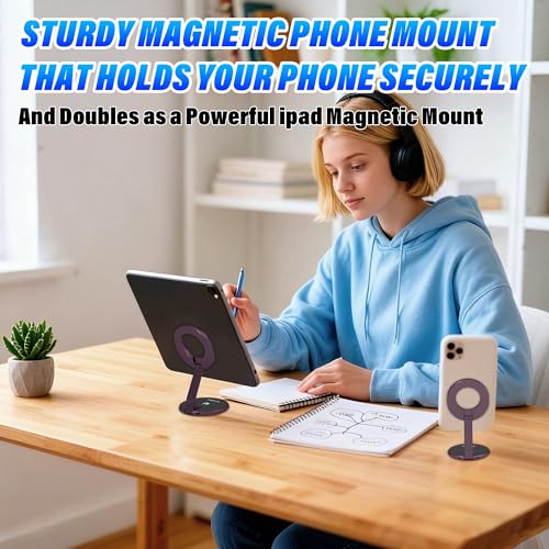 Aioopro Phone Stand for Magsafe with Mirror [2-Sided 4200gf Strongest Magnetic] 300 Folding Portable Phone Ring Holder Grip for Desk, Phone Holders for Your Car Accessories for iPhone/Android/Tablets - image 2
