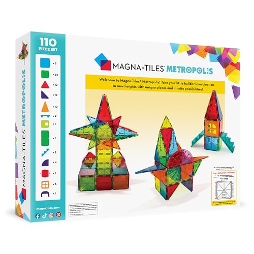 Image of MAGNA-TILES Metropolis 110-Piece Magnetic Construction Set, The ORIGINAL Magnetic Building Brand