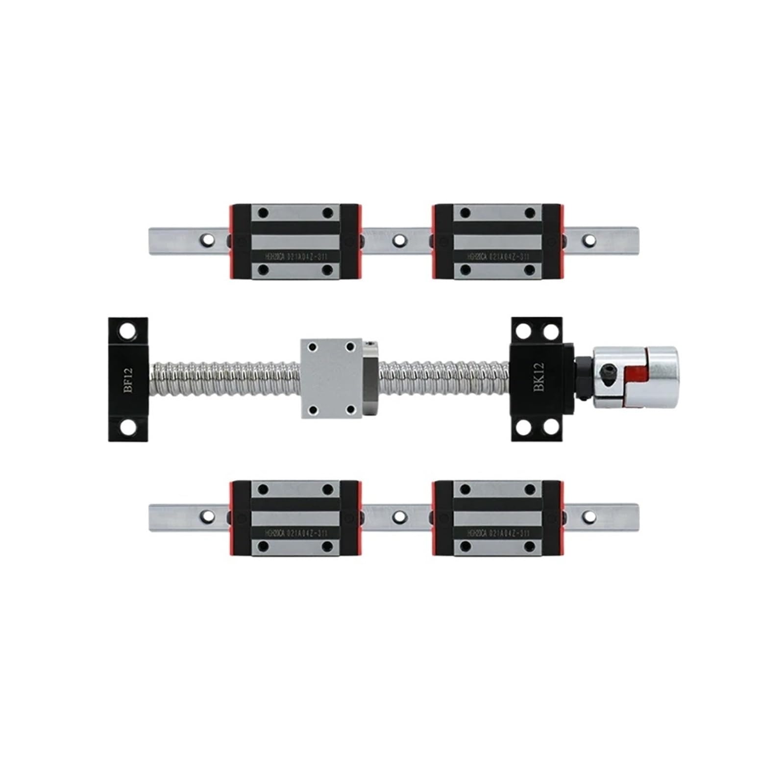 Lot de 2 guides linéaires HGR15 + 4 chariots HGH15CA ordinaires/blocs en acier + 1 kit de vis à billes SFU1605 avec coupleur de 8 mm pour CNC (HGW15CC, 400 mm)