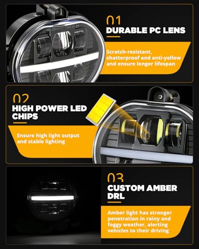 Image of Auxbeam 2026 4500LM LED Fog Lights with White DRL for Dodge Ram 1500 2002-2008 Ram 2500 /3500 2003-2009 Durango Truck 2004-2006, 72W Fog Lamps Dot Approved, IP67 Waterproof, Pair, Black
