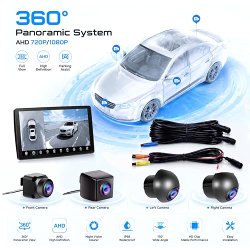 Image of Car AHD 720P /1080P 360 Panoramic System Reversing Camera Set for Android Auto Radio High-Definition Camera