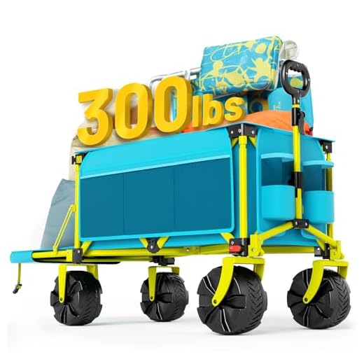 Old Bahama Bay 49 Inch Extra Long Beach Wagon with Big Wheels for Sand, Collapsible Utility Beach Cart Heavy Duty Folding Wagon,Ideal for Outdoor Sand Camping Garden Pet