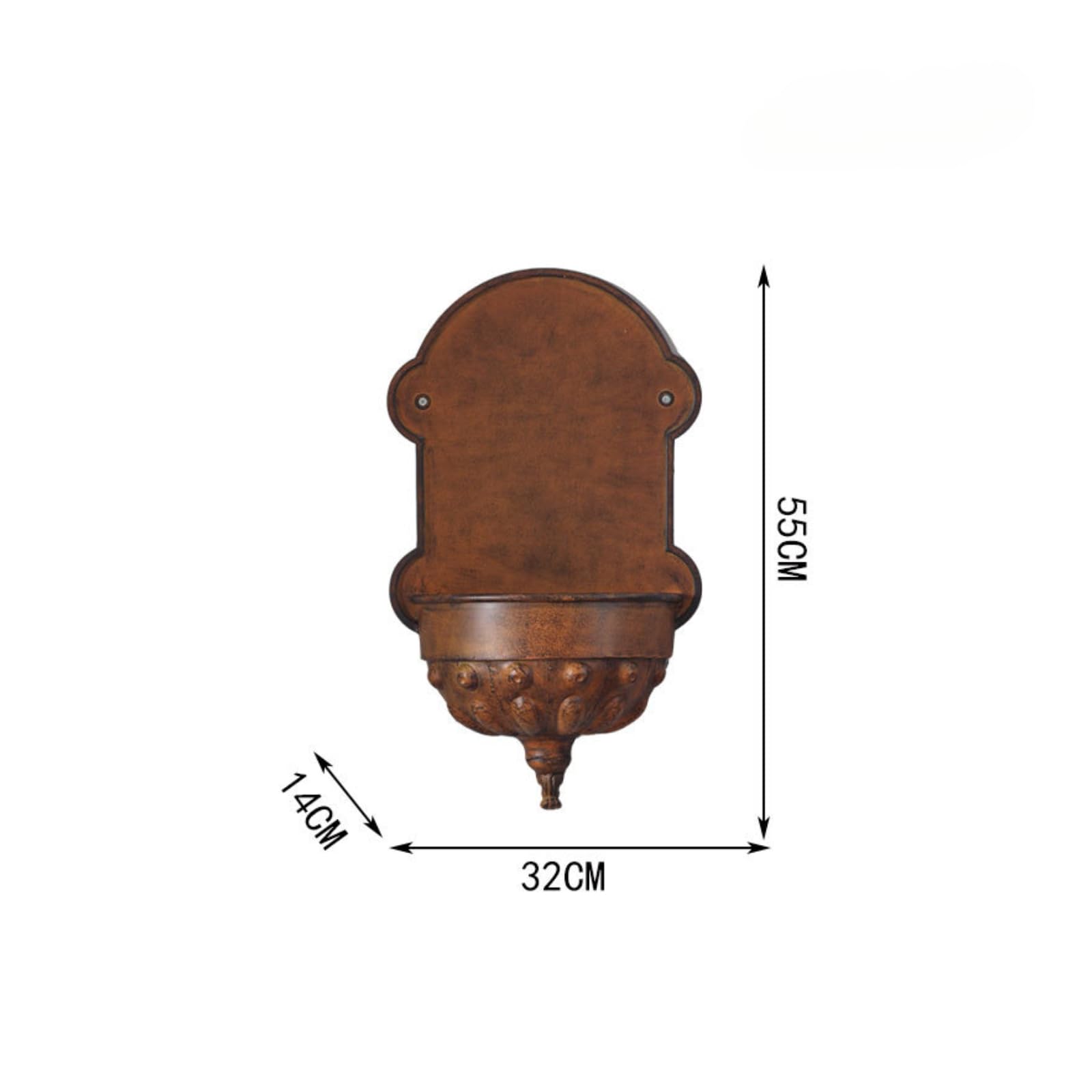 rockible Jardinière Murale Pot Suspendu Bac à Fleurs Pot Métal Effet Fer Forgé Robuste avec Finition Brune Patinée et Liserés Foncés Adaptée à Entrée Balcon Salon Couloir Décoration Intérieure 55cm