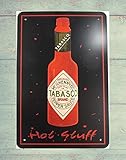 QDTrade Plaque en métal 20,3 x 30,5 cm – Tabasco Pepper Sauce Hot Stuff Affiche murale en métal Décoration d'intérieur