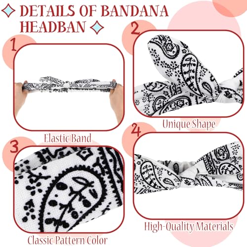 Hoteam AY-HOTEAM-31774 2 Set Bandana Headband And Bandana Scrunchies For Women And Girls, Elastic Paisley Headbands Paisley Bandana Hair Tie Knot Retro Headbands Adjustable Headwrap thumb #2