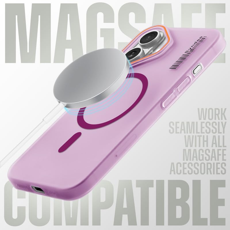 Image of Mr. Case Back Cover for iPhone 16 Sleek Frosted Translucent Back with Wireless Charging Support | Anti-Scratch Shockproof Phone Case - Pink