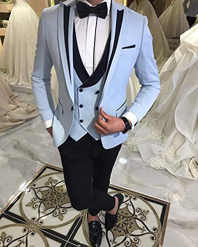 Men's Suits Tuxedos 3 Piece Shawl Lapel Prom Groomsmen Wedding （Blazer+Pants+Vest）3
