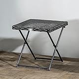 EVRE Capri Black Folding Rattan Square Wicker Weaved Outdoor Side Table for Bistros Balconies Gardens 40H x 40L x 40W cm Small Metal Framed Side Table - Image 2