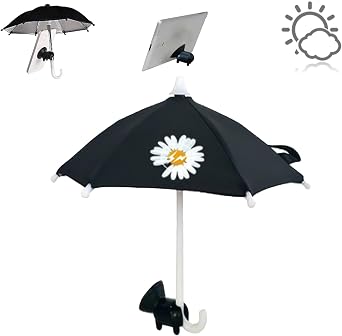 UV Protection Phone Umbrella for Sun, 2024 New Adjustable Suction Cup Phone Umbrella, Cell Phone Umbrella Sun Shade with Universal Piggy Stand for Block Glare Anti-Reflection