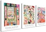 Wieco Art Canvas Wall Art 3 Piece Henri Mattise Art Abstract Colorful Matisse Posters Canvas Prints for Wall and Home Office Decorations