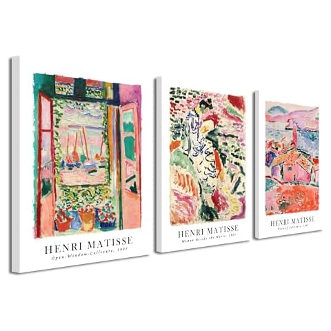 Wieco Art Canvas Wall Art 3 Piece Henri Mattise Art Abstract Colorful Matisse Posters Canvas Prints for Wall and Home Office Decorations Cover