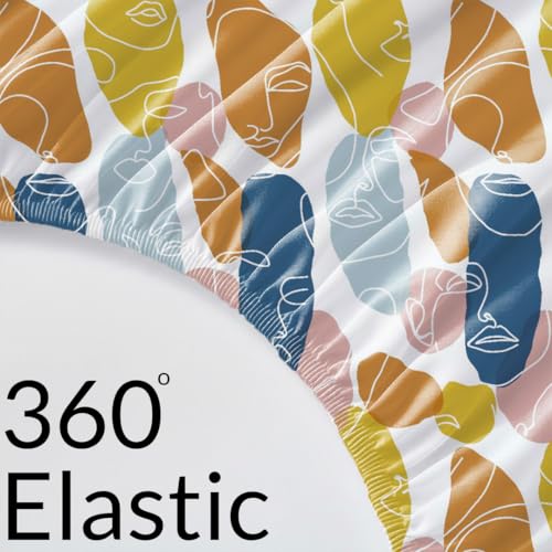 Image of HOMEMONDE 210 TC Premium Cotton Elastic Fitted Bedsheet for Single Bed - Faces of Color Design - Soft & Durable with 1 Matching Pillow Cover (72 x 36 Inch) | Perfect for Home Decor & Gifting