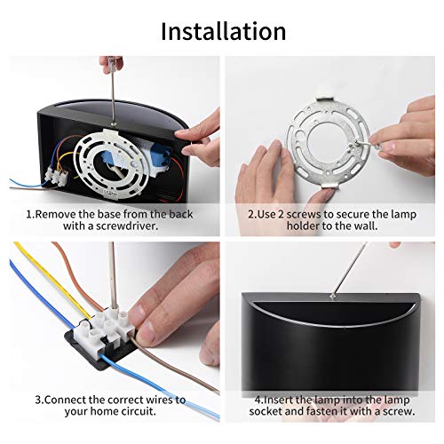 Shyvia Dimmable Wall Sconce, Modern Black Led Up Down Wall Lamp, 12W Indoor Hallway Wall Light Fixtures For Living Room, Stair, Bedroom, Warm White #TOP7