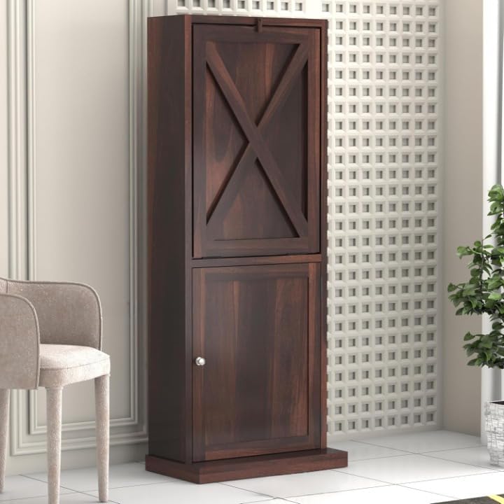 Image of SUNCOM Solid Sheesham Wood Foldable Study Table with Book Shelf - Wooden Study Table for Students StudyTable with Storage Computer Table for Home (Walnut)