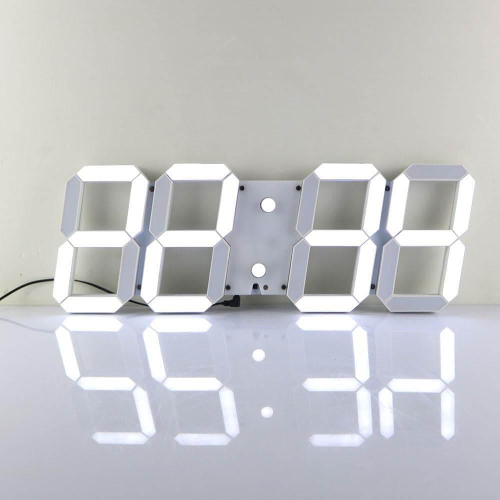 Large LED Digital Wall Clock 3D Design Jumbo Larger Numbers Alarm Clock with Full Function Remote Control, Calendar, Snooze, Alarm, Countdown, Thermometer