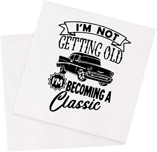 Funny Vintage Getting Older Birthday Party Cocktail Napkins Disposable Paper Novelty Humor Gift 100Pcs 4.5 x 4.5 8-ply (I'm Not Getting Old I'm Becoming A Classic)