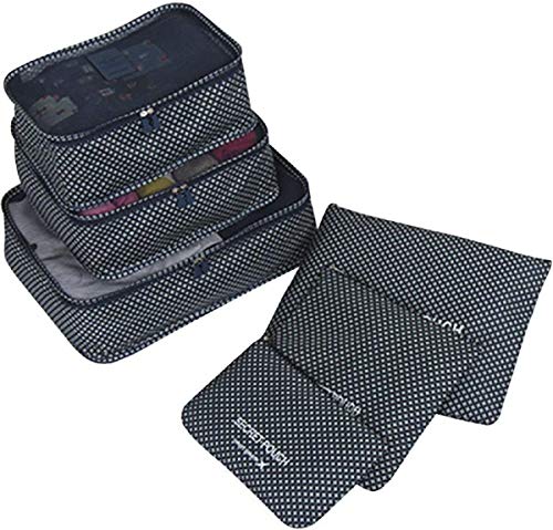 Kit 6 Necessaire Organizador Bolsa Mala Viagem E-bag Mochila Cor: Azul Estrelado