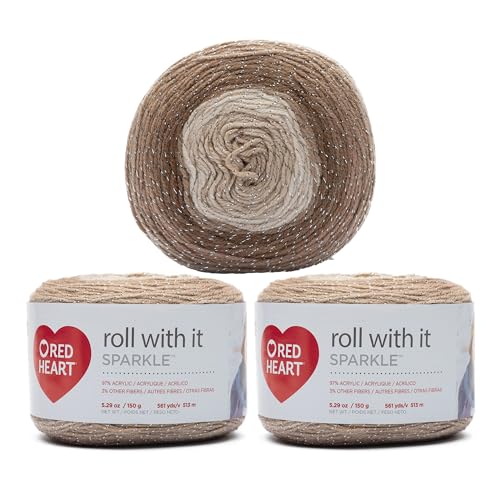 Image of Red Heart Roll with It Sparkle Moon Dust Yarn - 3 Pack of 5.3oz /150g - Blend - 4 Medium (Worsted) - 561 Yards - Knitting /Crochet