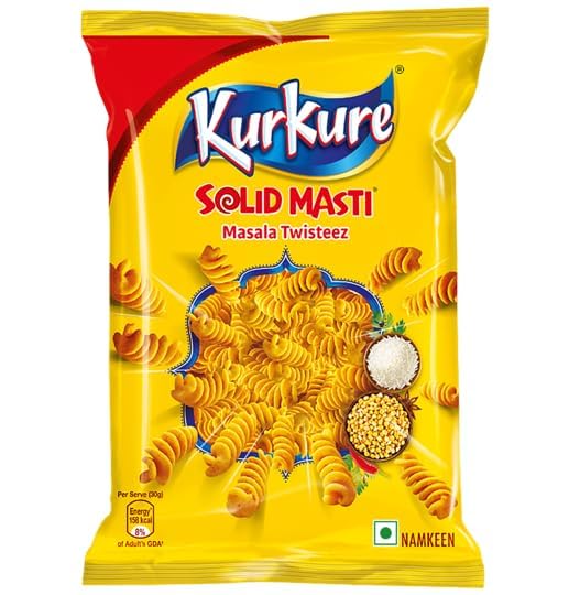 Lily's Indian Vegetarian Cuisine Present Kurkure Solid Masti Masala Twisteez Snack pack of 2