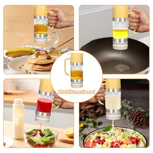 Miniatura 6 de Qivine Dispensador De Miel Antigoteo De 315ml, Transparente Dosificador A Prueba De Goteo, Almacenamiento De Botella Cristal De Miel Con Mango, Vidrio Sellado Para El Hogar Amarillo