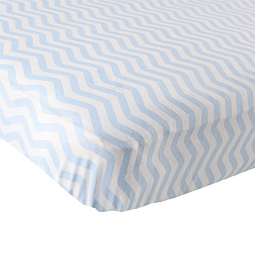 Image of Luvable Friends Unisex Baby Fitted Crib Sheet, Blue Chevron, One Size