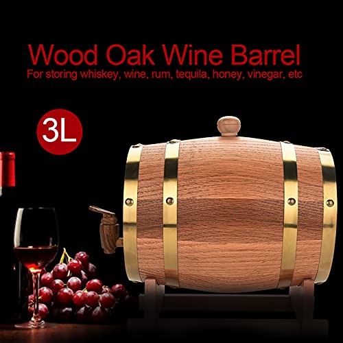 EVGATSAUTO Barril de roble de 3 litros de madera maciza - Barril de whisky, ron, vino y vino de Oporto con grifo - Barriles de alcohol hechos a mano para almacenamiento y refinamiento de aromas