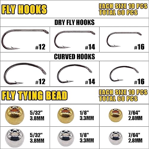 XFISHMAN Fly-Tying-Kit-with-Tools-Materials Fly-tieing-Starter-kit for Fly Fishing Lure Building jig Making Set