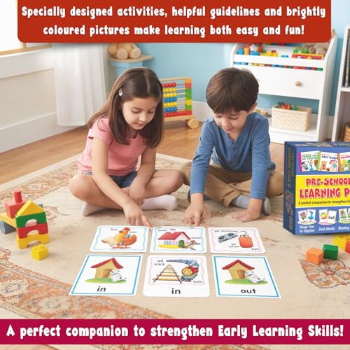 Image of Creative's Pre-School Learning Pack 2 - Early Learning Kit for Kids - 4 Educational Board Books & 144 Self-Correcting Activity Cards - Develops Vocabulary, Reading & Thinking Skills- Ages Age 3 & Up