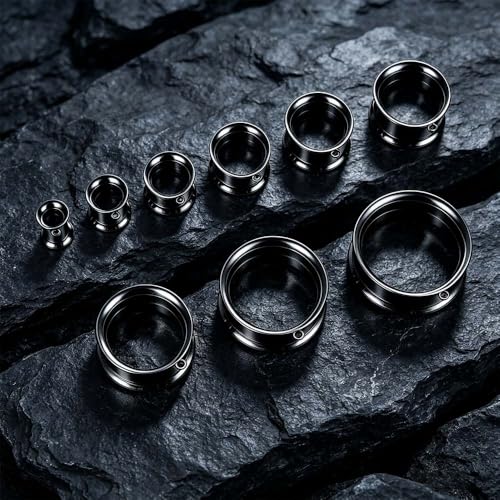 LADEMAYH 3 Pairs DIY Tunnels Plugs Gauges for Ears Piercing Jewelry, Women Mens Stainless Steel Ear Dangle Gauges Accessories Black 06mm=2g by LADEMAYH - Used condition - Image 4