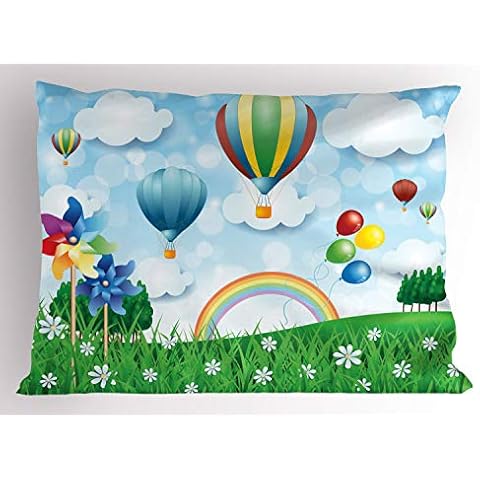 Ambesonne Floral Pillow Sham with Balloons Cover