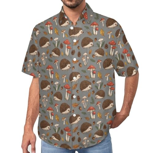 Chemise homme manches courtes 3D imprimé champignon hérisson taille S au 7XL
