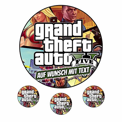 Tortenaufleger Fototorte Oblate Tortenbild Geburtstag eßbar Motiv: GTA V (Oblatenpapier) Cover