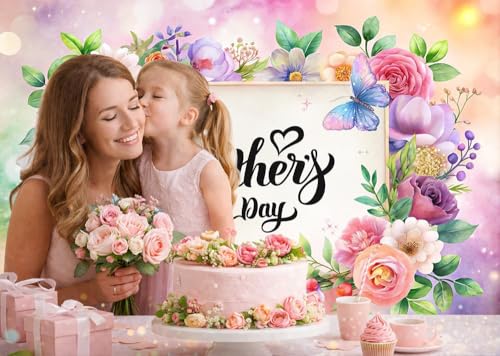 Fondo Rosa Día de la Madre 8x6ft para Fotografía miniatura 3